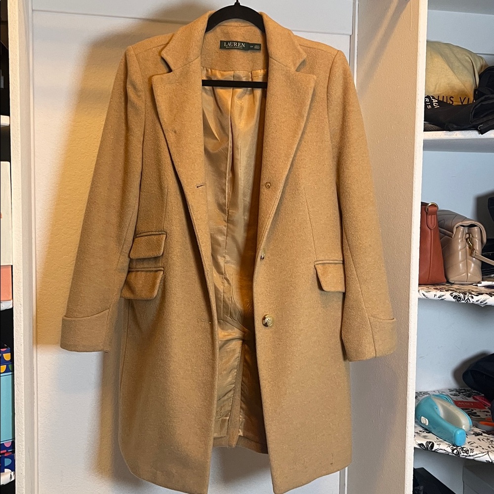 Lauren Ralph Lauren Walker Camel soft tan wool blend coat 6P 6 petite - Picture 11 of 15